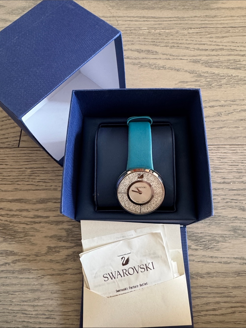 Swarovski Teal Strap Crystal-Set Women's Watch